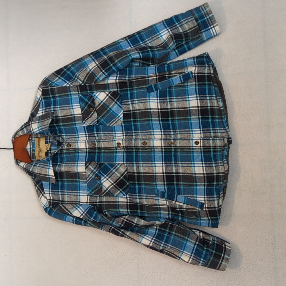 Outdoor Casuals Flannel Fleece Men's Button Down Shacket Shirt S